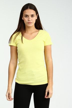 Sarı Kadın Yeşil Spor Regular Kısa Kol T-shirt UCB142183A39 - RPT