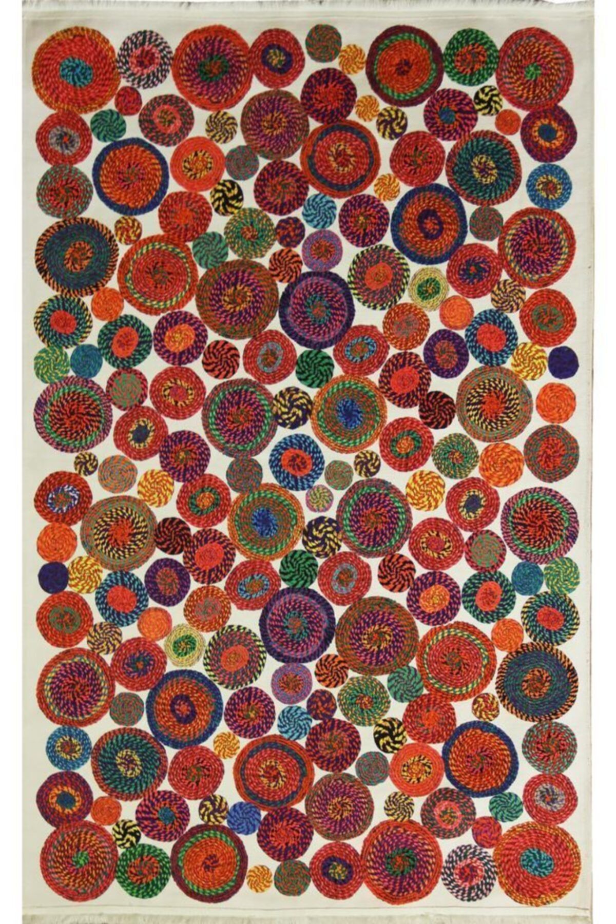 Eko Halı LUNA LN 27 MULTY SACAKLI NW  Otantik Geleneksel Desenli Yıkanabilir Renkli Baskı Kilim