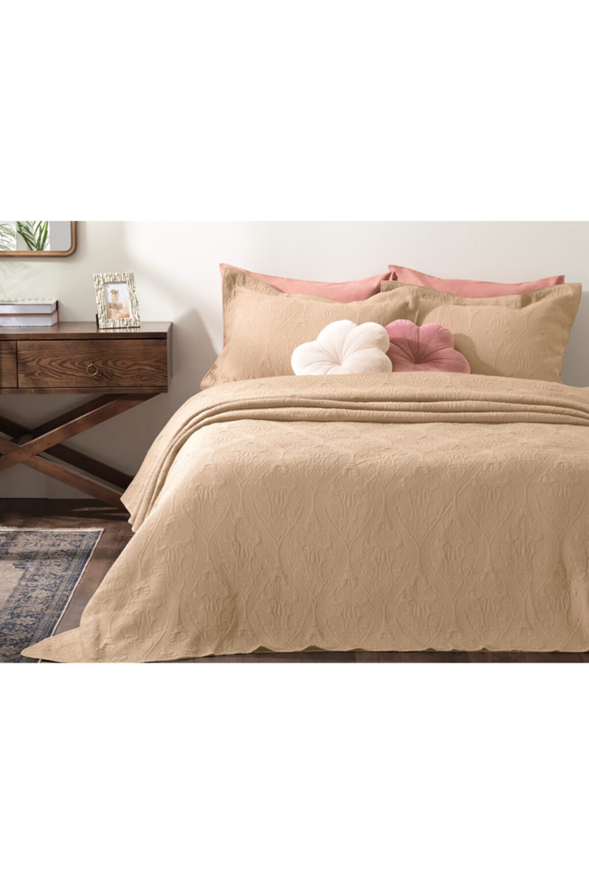 english home grace jakarli cift kisilik yatak ortusu takimi 250x260 cm cappucino fiyati yorumlari trendyol