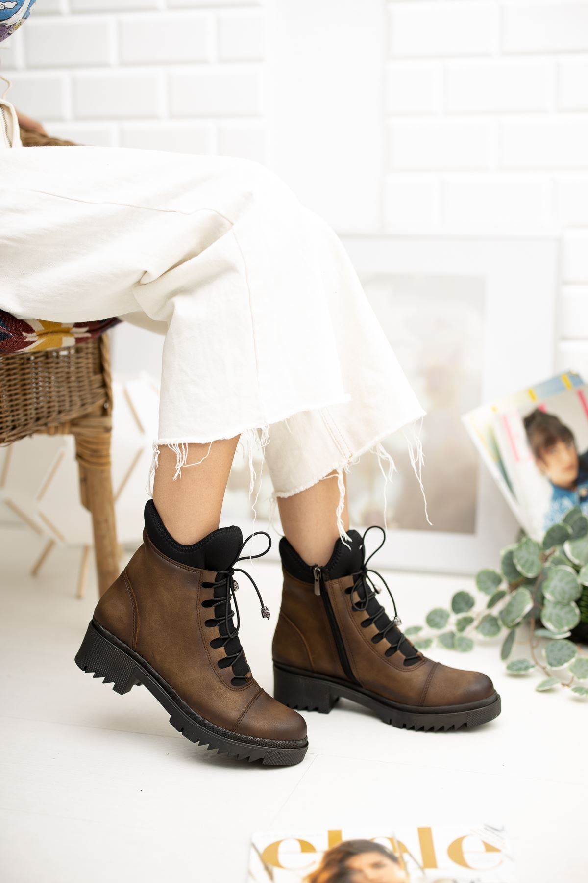derithy Women s Brown Boots Trendyol