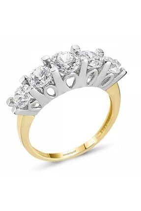 Sembol Gold 14 Ayar 585 Sari Altin 5 Tas Yuzuk Trendyol