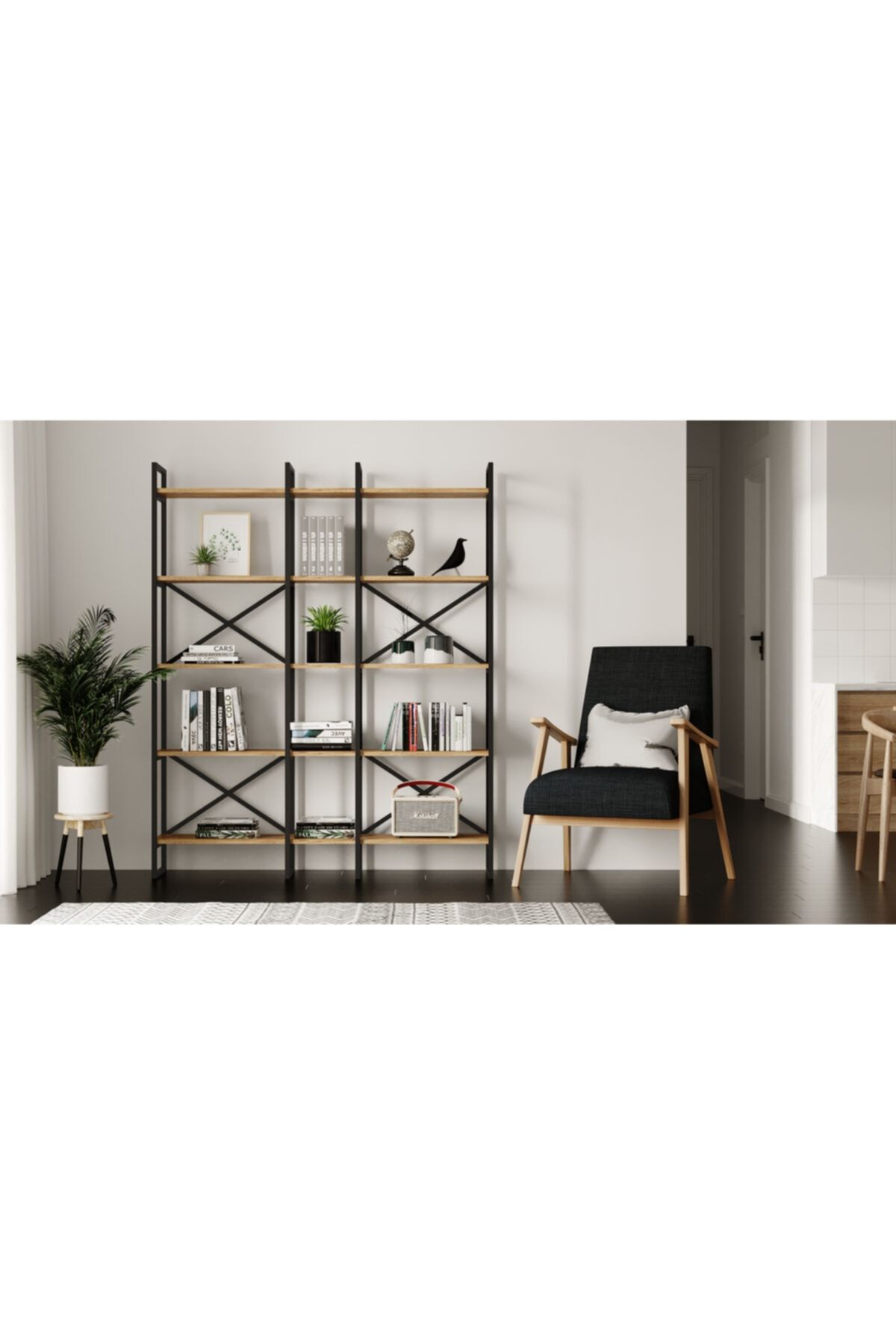 Yurudesign Voyage Metal Kitaplık 5 Raflı 3 Bölme 175cm Vg5-a OH8365
