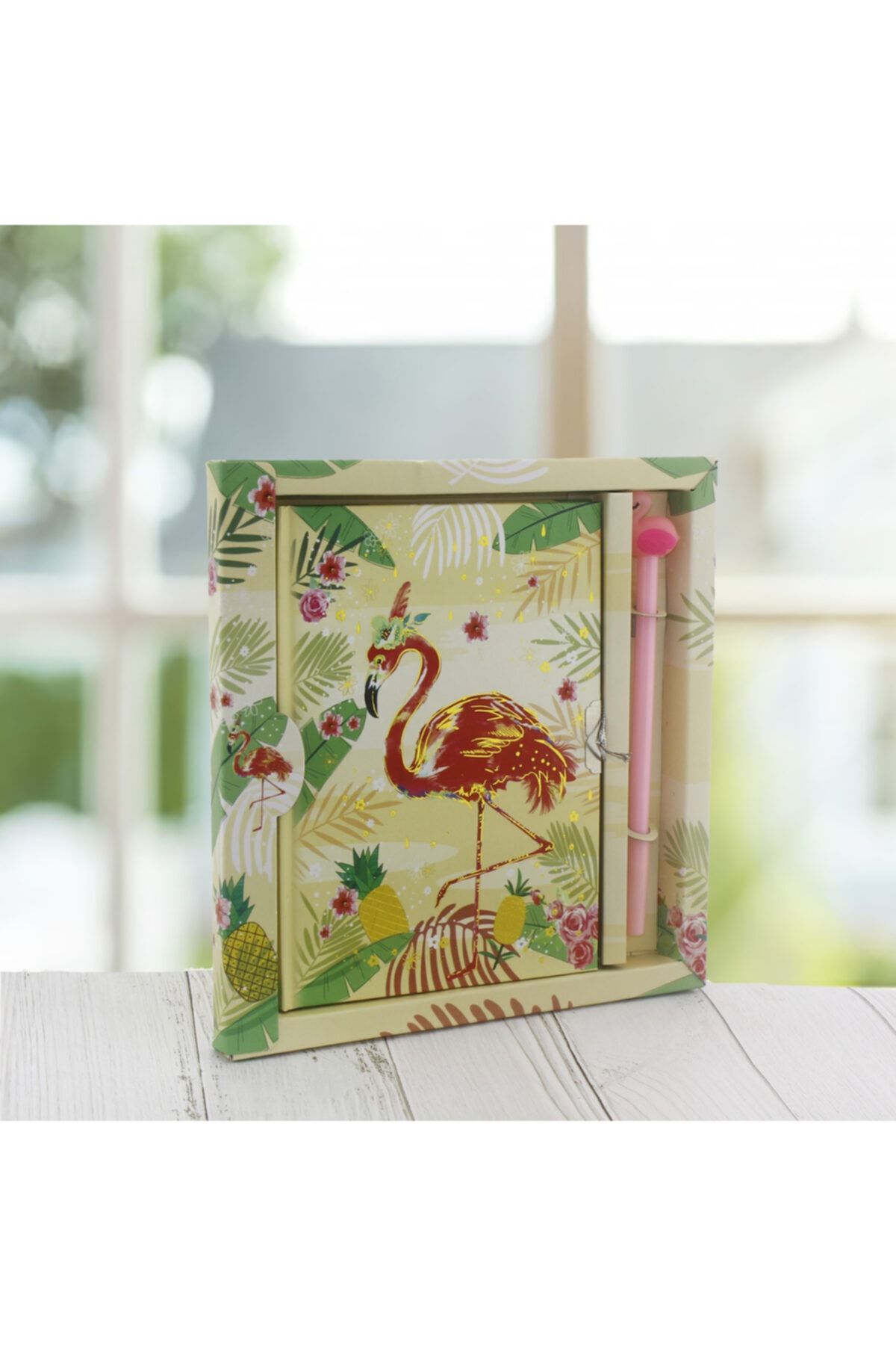 mutlu adım-13x18cm Flamingo Memory Book and Pen Set 1