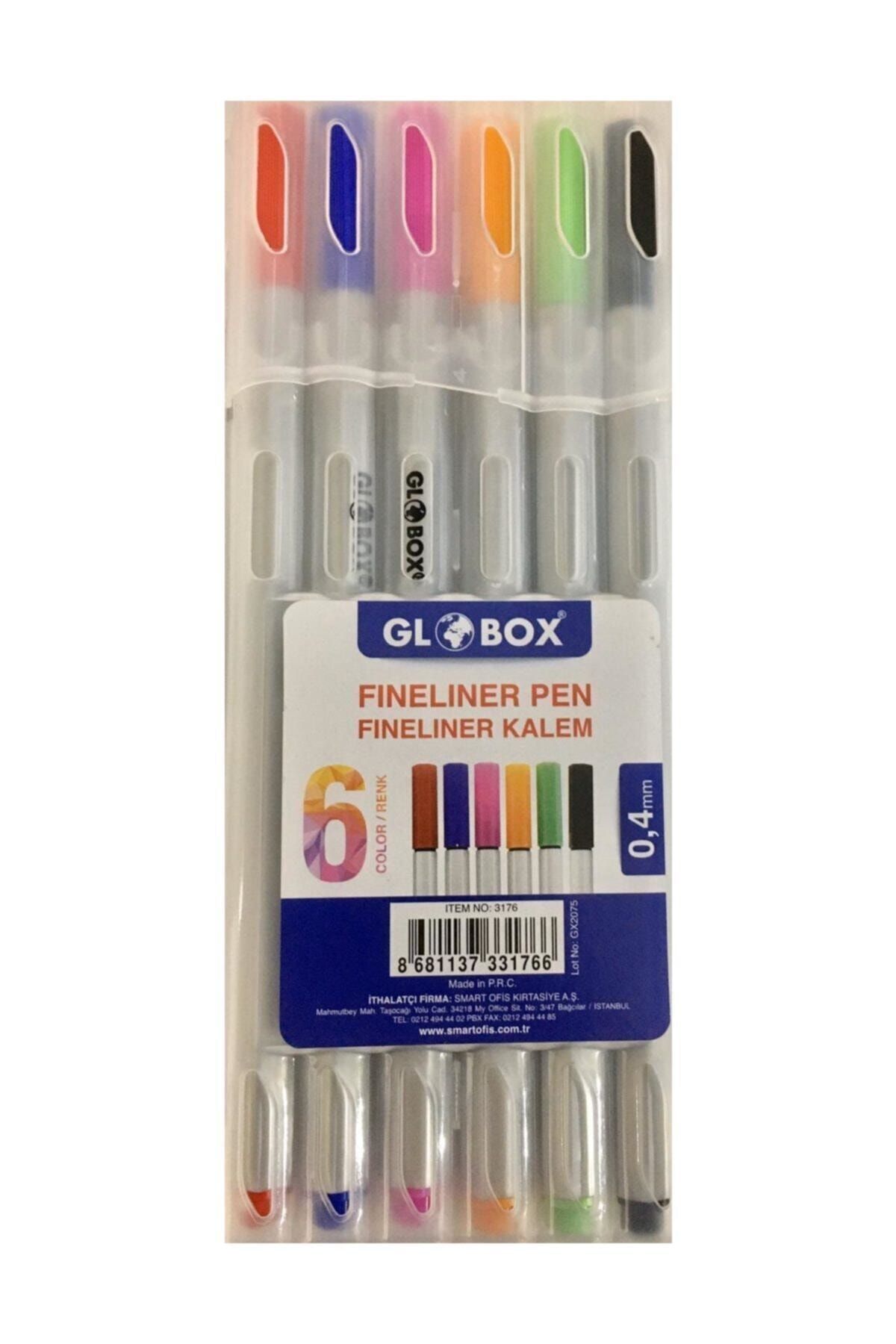 globox fineliner kalem 6 li plastik