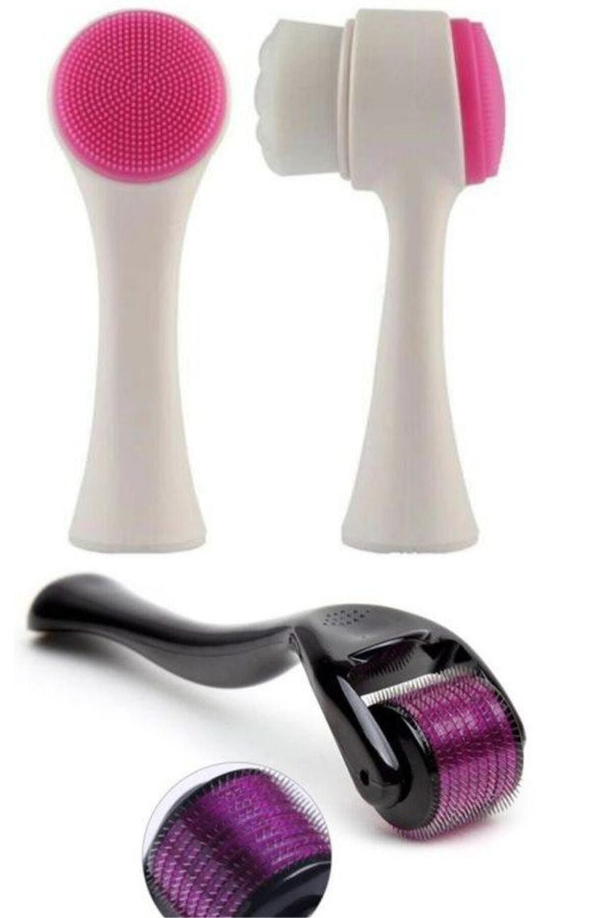 QNİAY-0.5 mm Titanium Needle Dermaroller + Facial Cleansing Brush 1