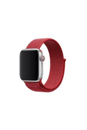 Desenli Apple Watch 1 2 3 4 5 Için Kırmızı 38mm Nike Loop Model Kayış Cırtlı 38mmcırtkırmızı