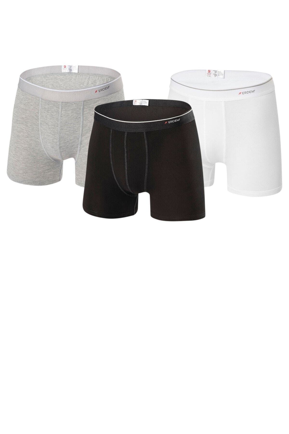 Erdem Tek Kutu 3'lü Boxer(Beyaz-siyah-gri)