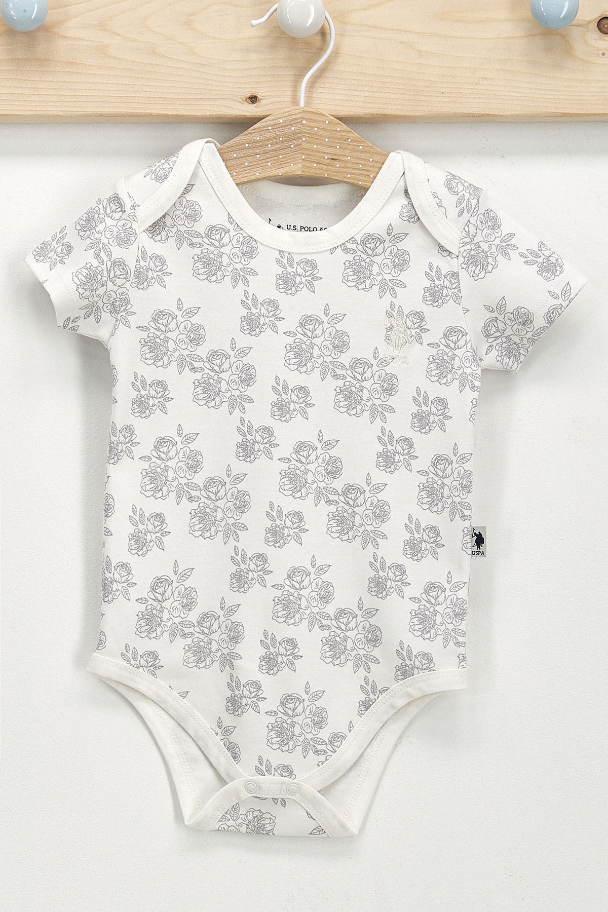 بادی نوزادی دخترانه بژ U.S. Polo Assn. | USB347-C اورجینال - تصویر 3