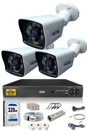 3 Kameralı 5mp Lensli 1080p Fullhd Kamera Seti - Gece Görüşlü - Su Geçirmez - Cepten Izle DS-2021HDSET3