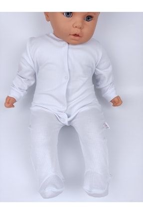Beyaz Çıtçıtlı Bebek Patikli Tulum -yeni Doğan Tulum SBL.TLM.0005