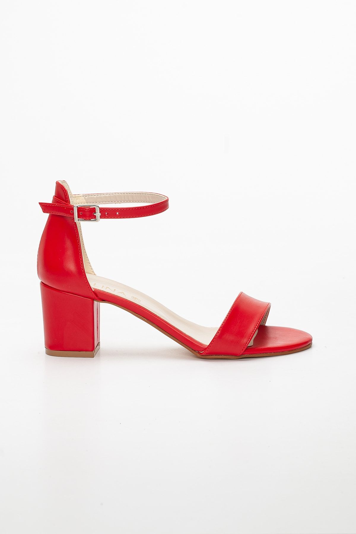 LİLLA-Low Heel Single Strap Red 4