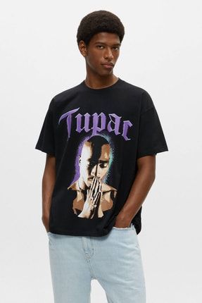 Kısa Kollu Tupac Baskılı T-shirt 08246590