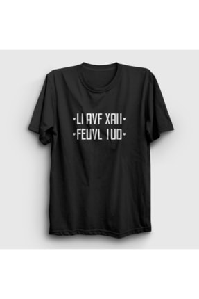 Unisex Siyah Seni Seviyorum I Love You Katlamalı Gizli Yazılı T-shirt 343622tt