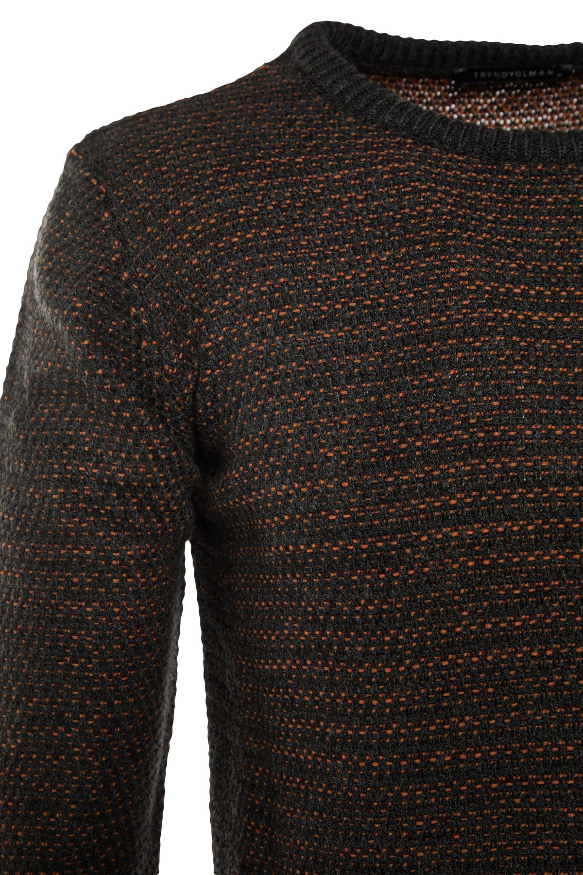 Antrasit Erkek Slim Fit Bisiklet Yaka Dokulu Kazak TMNAW22KZ0659