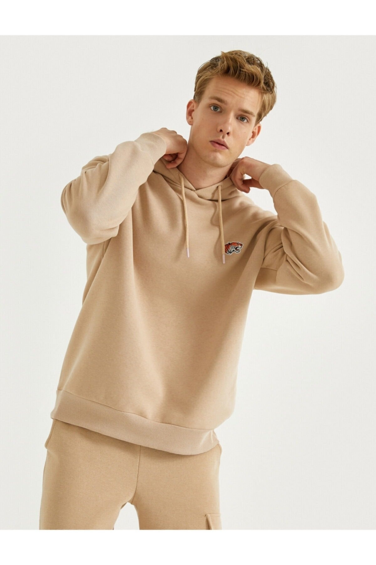 سویشرت مردانه بژ کوتون | 23KY59000150 اورجینال - تصویر 3