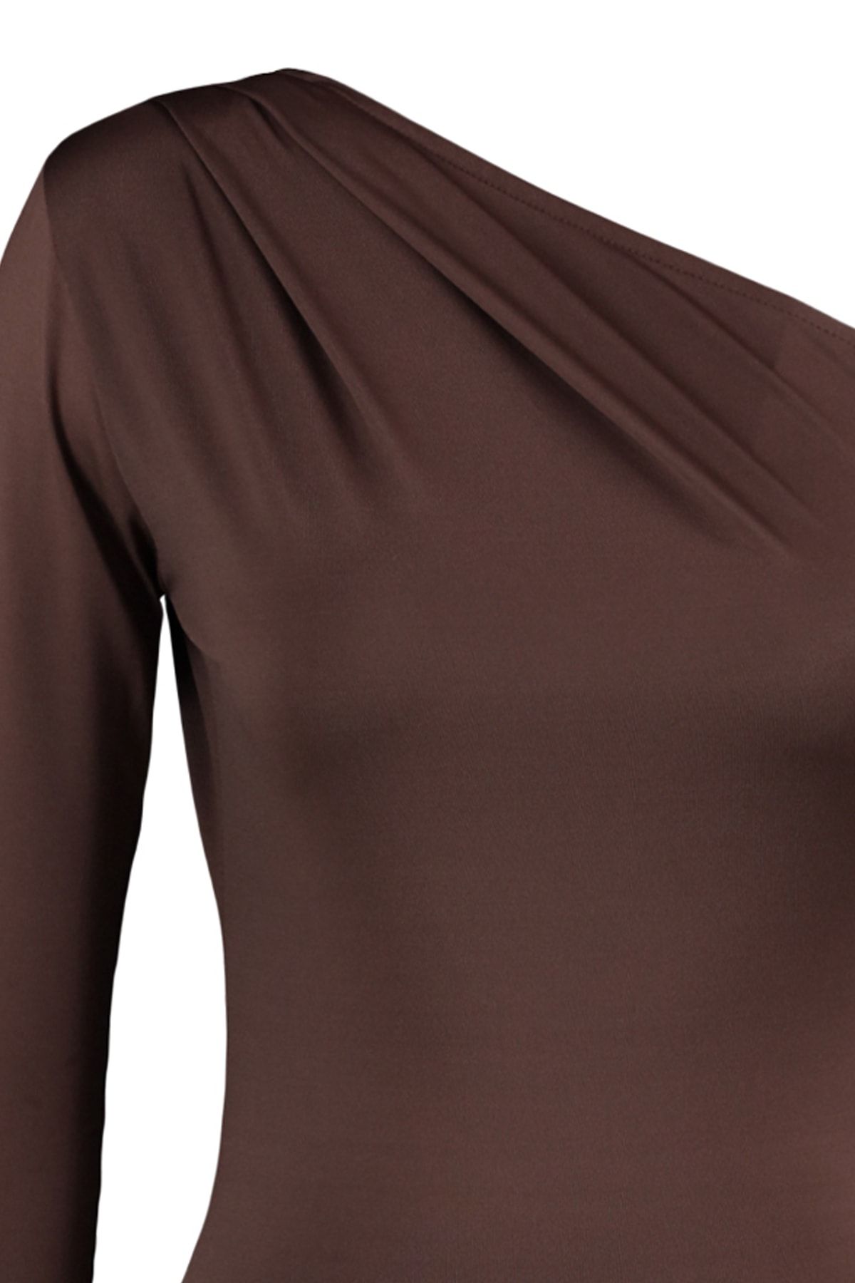 Trendyol Collection-Brauner, asymmetrischer Kragen, langärmeliger Stretch-Strickbody mit Druckknöpfen TWOAW22BD0080 7