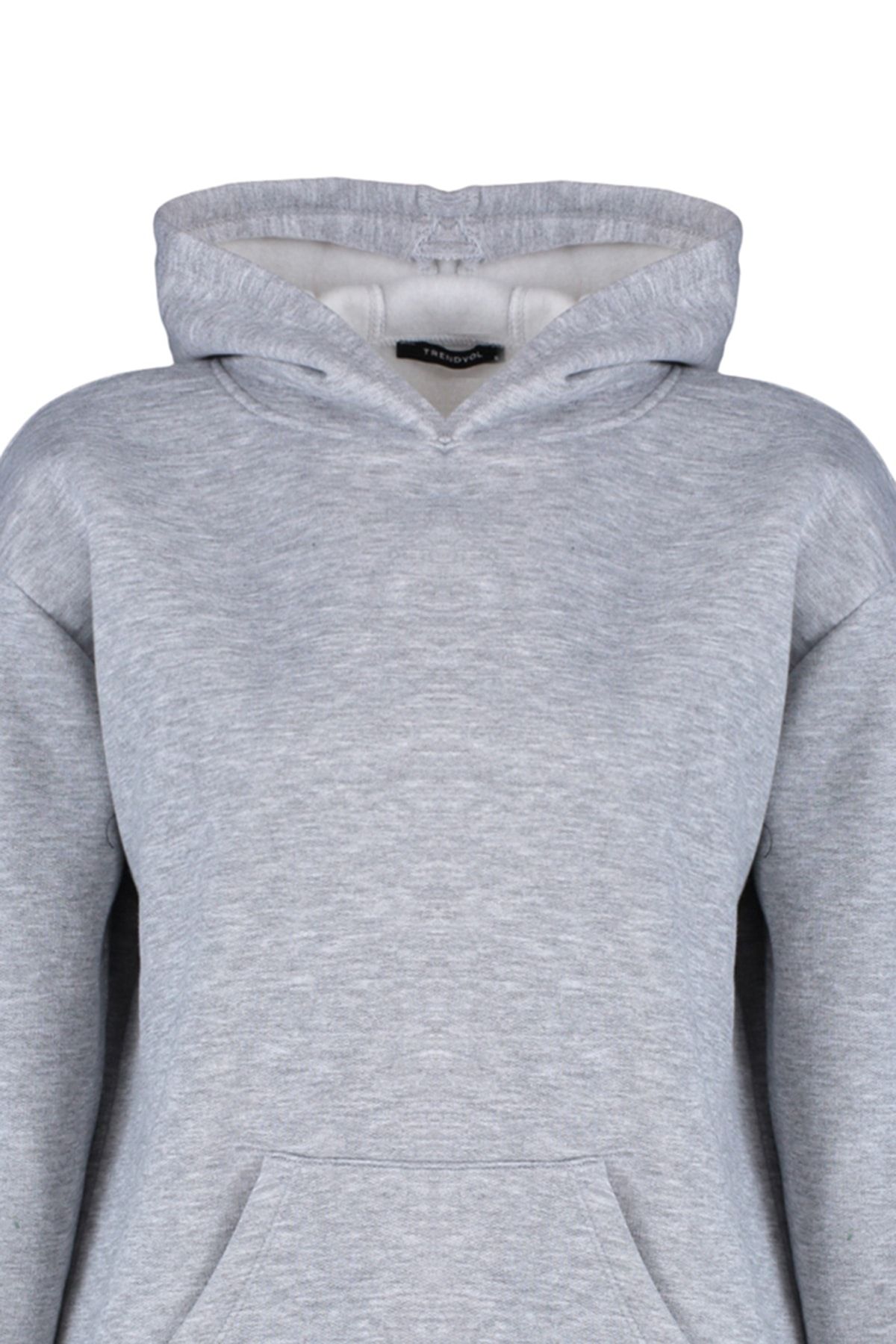 Trendyol Collection-Gray Printed Raised Thick Fleece Inside Knitted Sweatshirt TWOAW22SW0709 7