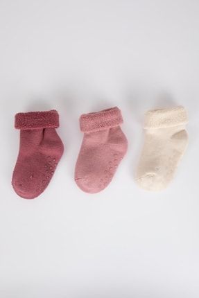 Kız Bebek 3'lü Pamuklu Havlu Çorap Y7807A2NS