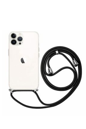 Iphone 13 Pro Max Uyumlu Boyundan Askılı Şeffaf Darbe Emici Silikon Telefon Kılıfı iphone13promaxipliaskılı