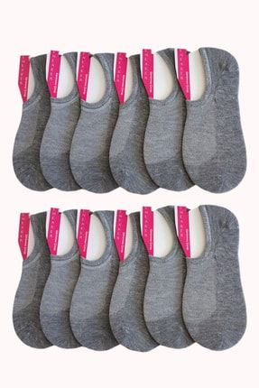 Kadın Bambu Sneaker Patik Çorap 12 Çift Gri OLR60048