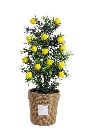 Yapay Çiçek Limon Ağaç 55 Cm Ev Dekorasyonu Hasır Ip Saksıda Yapay Çiçek DHM05354488-005