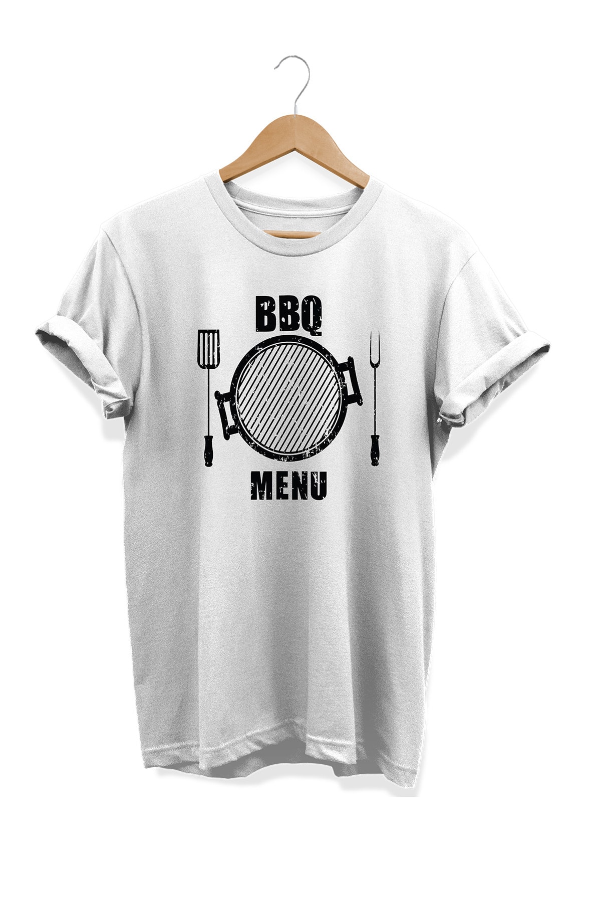 Dinner Series BBQ Printed 100% Cotton Plus Size T-Shirt