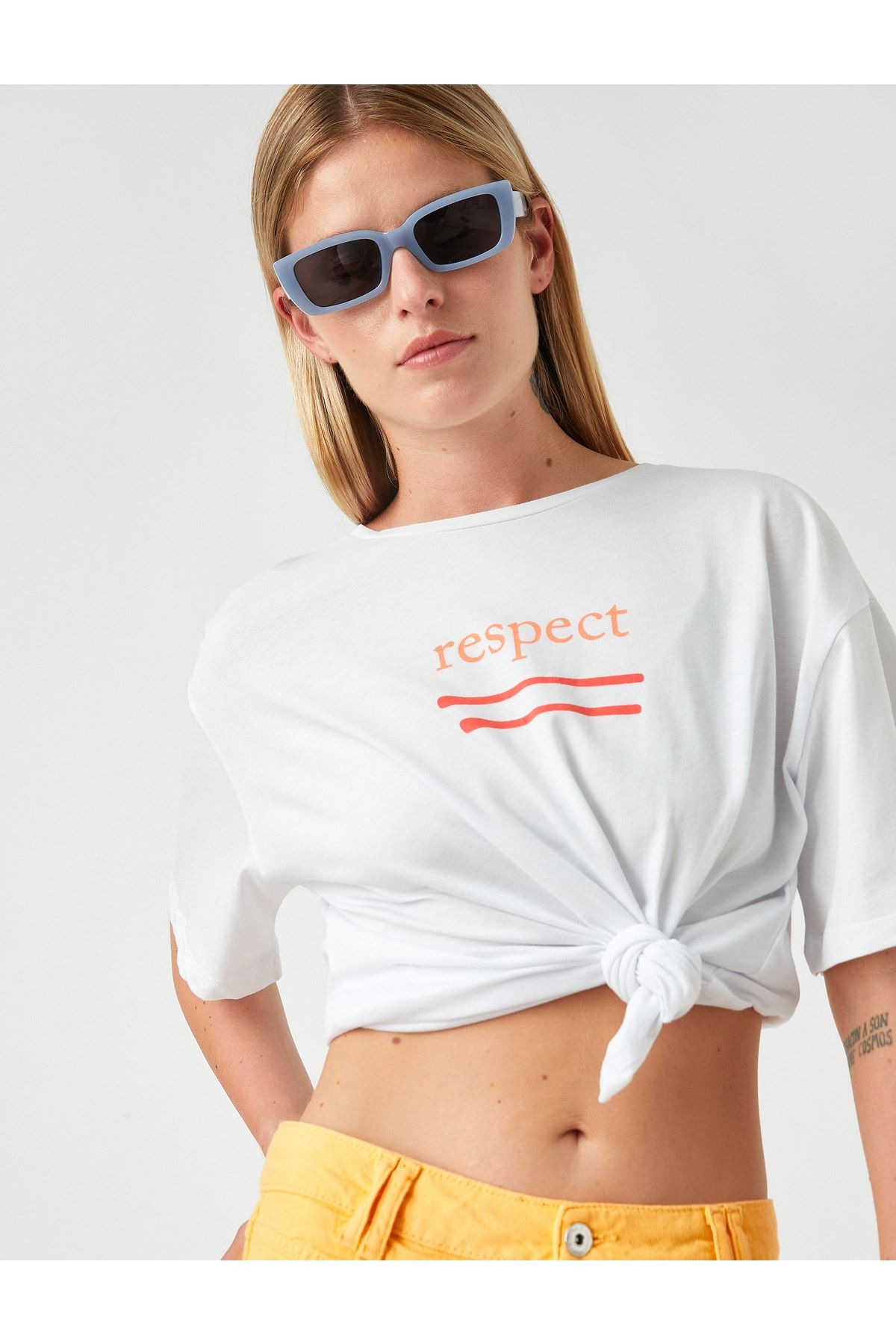 Koton T-Shirt Ecru Regular Fit
