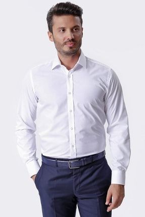 Klasik Uzun Kollu Regular Fit Erkek Beyaz Gömlek, Ot-cp-20104 OT-090-BEYAZ-003