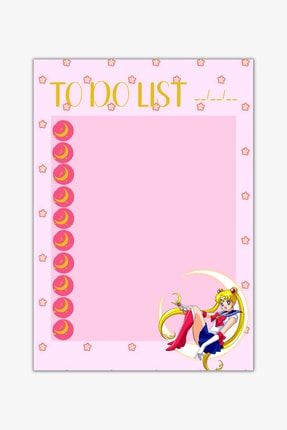 Sailor Moon Anime - Çizgili Bloknot Defter - To Do List - Notepad (14X20 CM) EKEROĞLU112