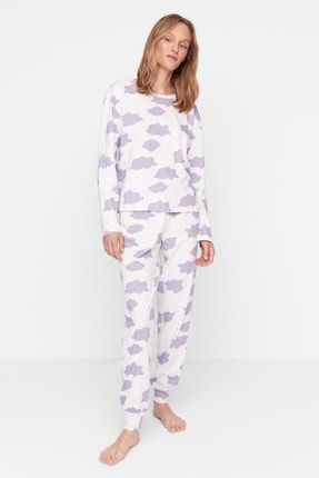 Çok Renkli Bulut Örme Pijama Takımı THMAW21PT0566