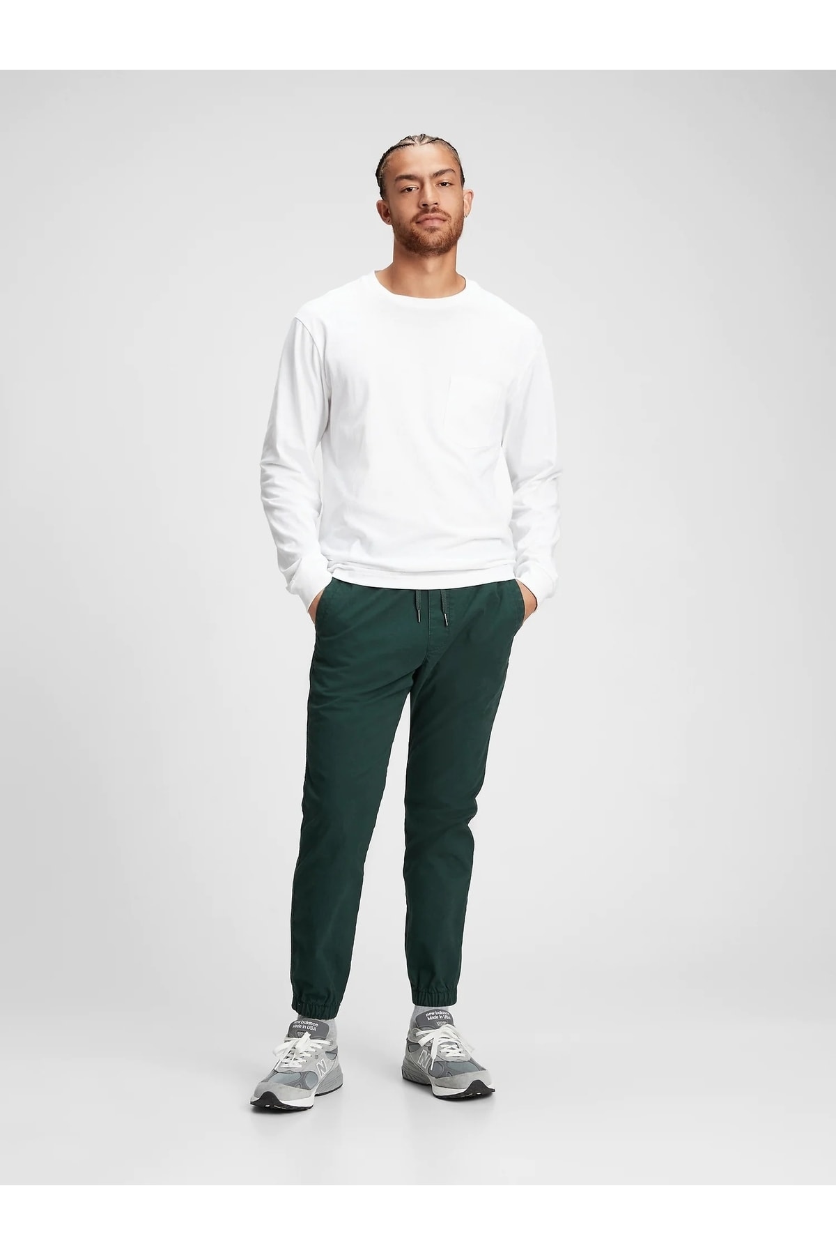 GAP Erkek Koyu Yeşil Flex Essential Washwell™ Jogger Pantolon AN8936