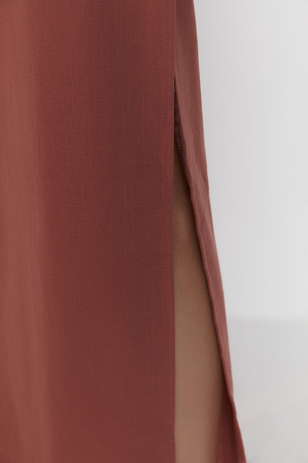 Trendyol Collection-Strandhose aus gewebter, ausgestellter Baumwolle mit Zimt TBESS21PL0493 4