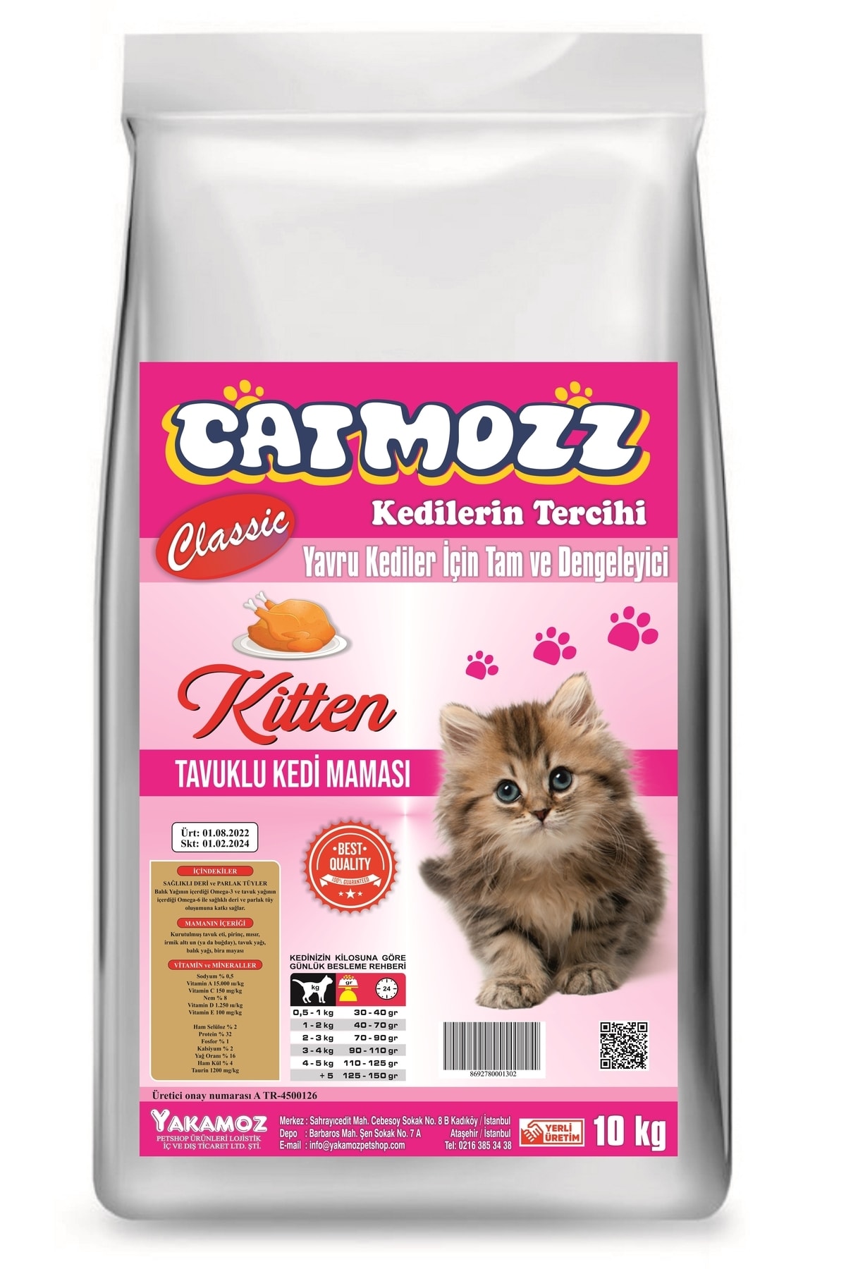 CatMozz Classic Tavuklu Kıtten Yavru Kedi Maması 10 Kg