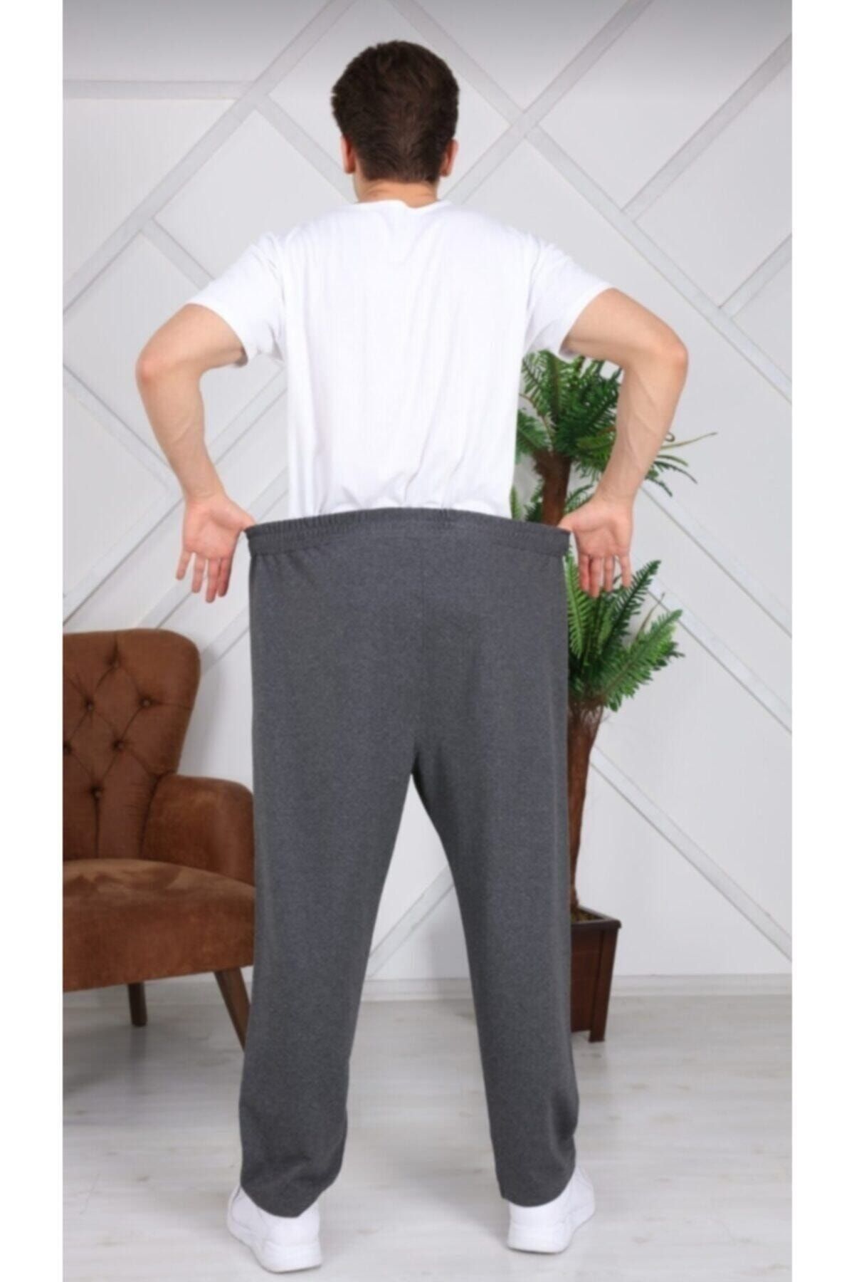 SporManYa Penye Likralı Unisex Füme Battal Boy Eşofman Tek Altı SE9280