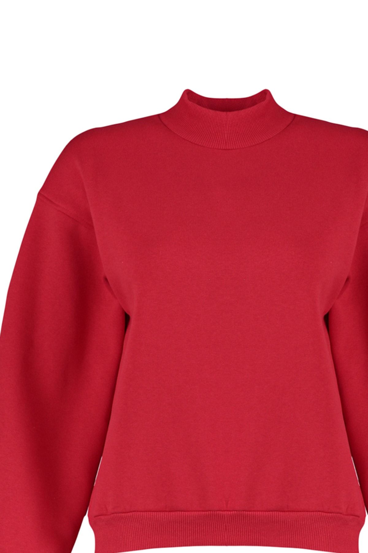 Trendyol Collection-Roter dicker Fleece-Innenstoff mit Stehkragen, entspannte/bequeme Passform, Strick-Sweatshirt TWOAW20SW0584 7