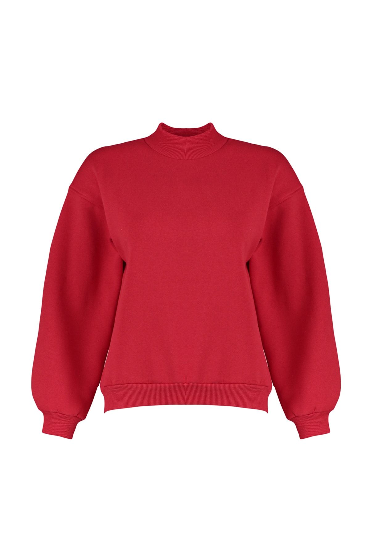 Trendyol Collection-Roter dicker Fleece-Innenstoff mit Stehkragen, entspannte/bequeme Passform, Strick-Sweatshirt TWOAW20SW0584 6
