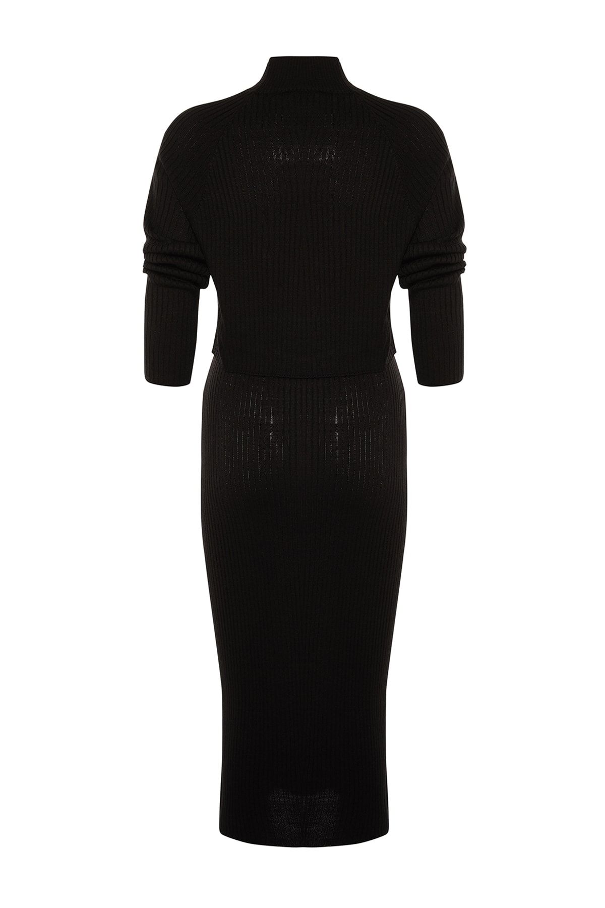 Trendyol Collection-Czarny dzianinowy zestaw Crop Top i Spódnica - Twoaw23Au00170 6