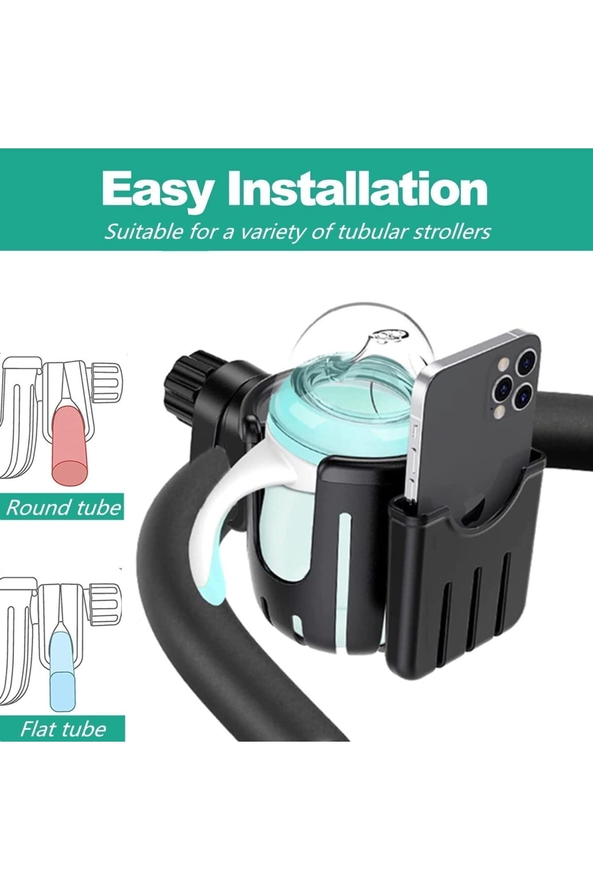 M90 Telefon Tutuculu Bisiklet Bebek Arabası Organizatör Bardak Tutucu fotoğrafı 2 (önizleme)