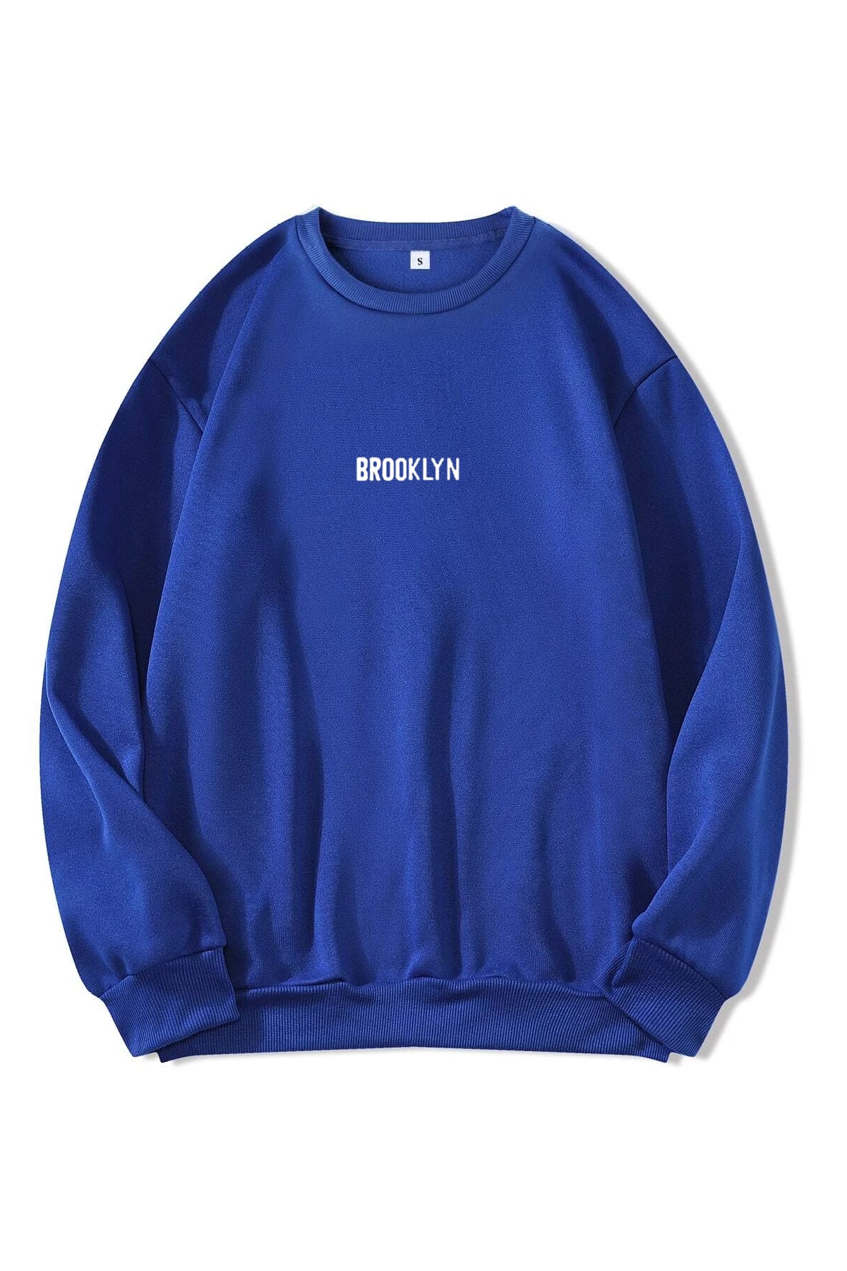 MODAGEN Unisex Brooklyn Baskılı Sax Mavi Oversize Sweatshirt