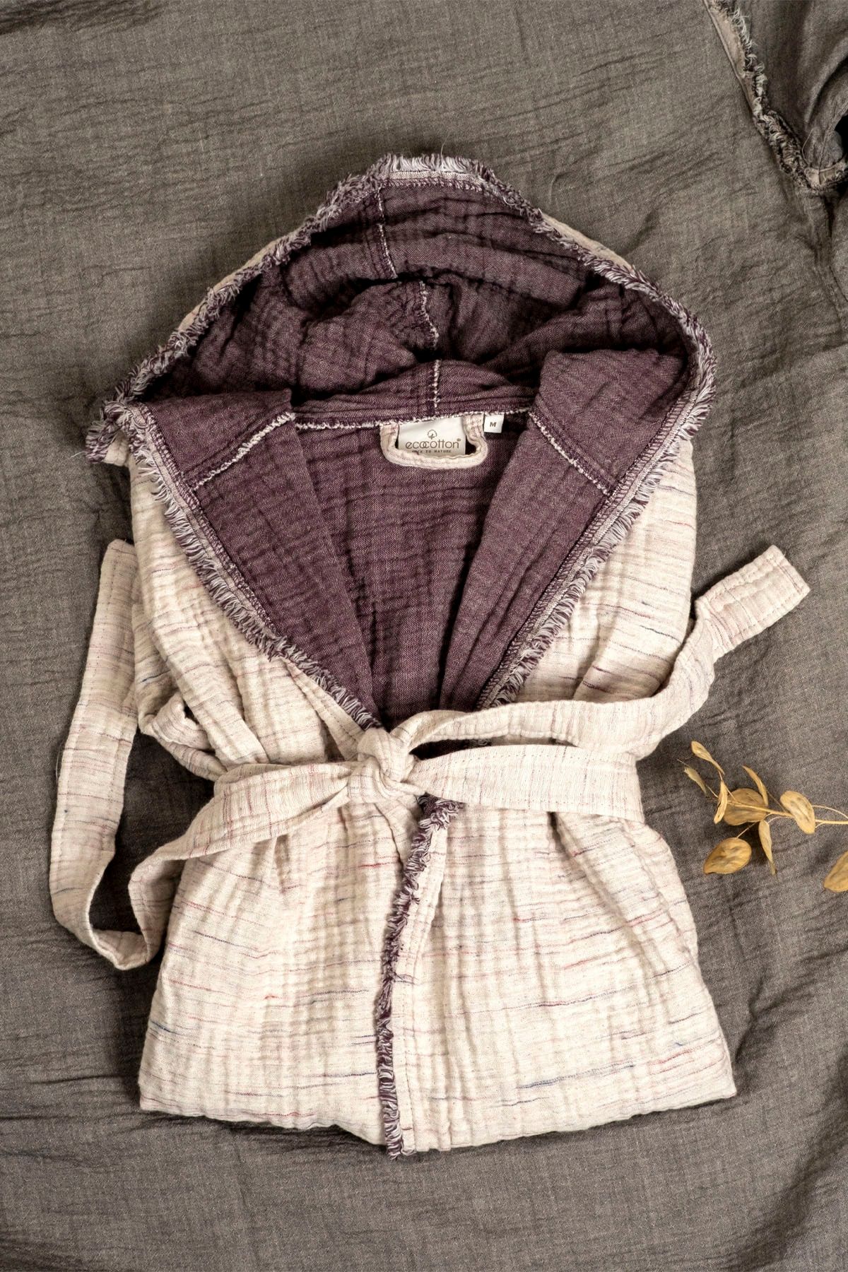 Ecocottton Organik Pamuk Müslin Bornoz - Muna