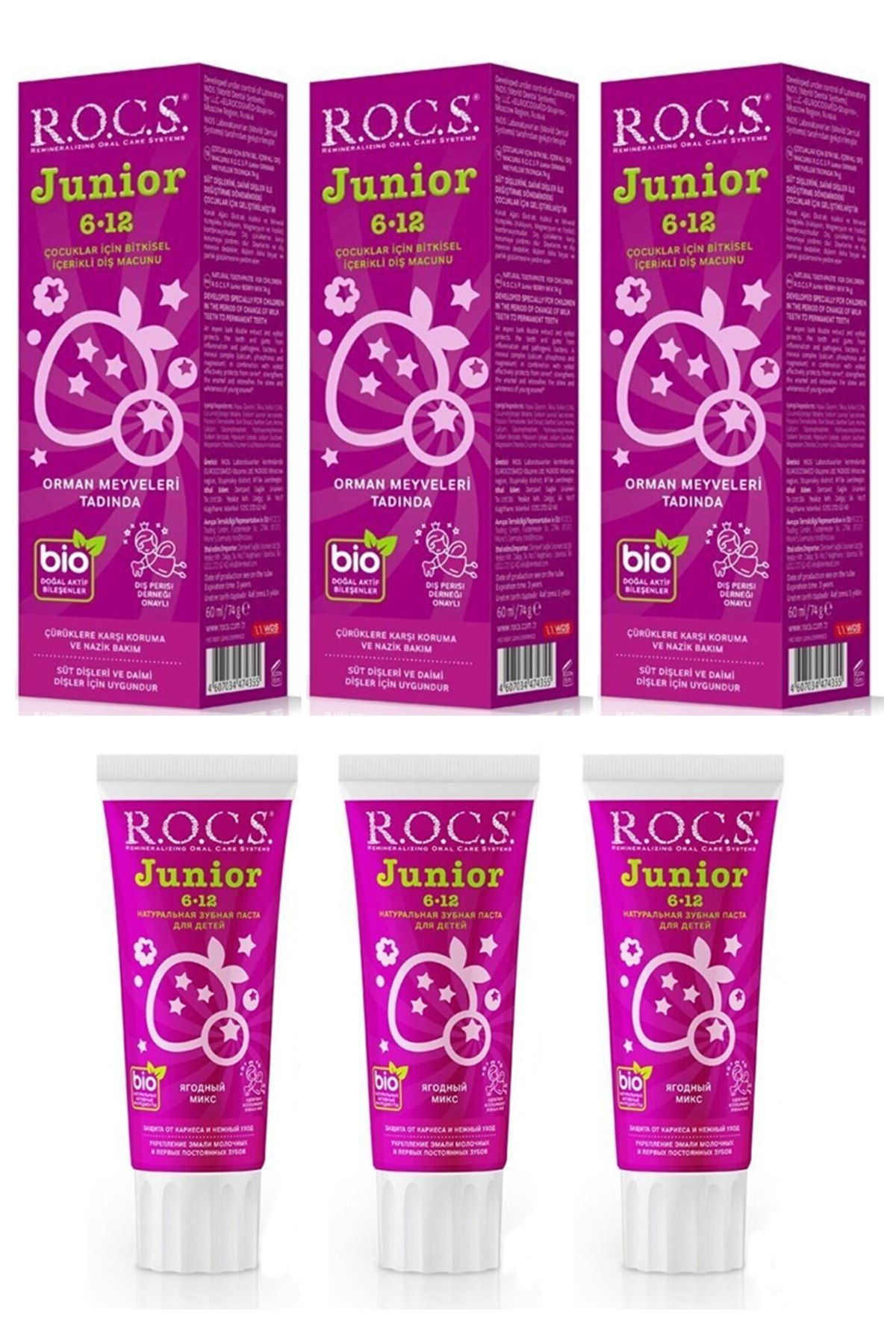 R.O.C.S. Rocs Junior 6 12 Orman Meyveleri Tadında 60 Ml 3'lü Paket