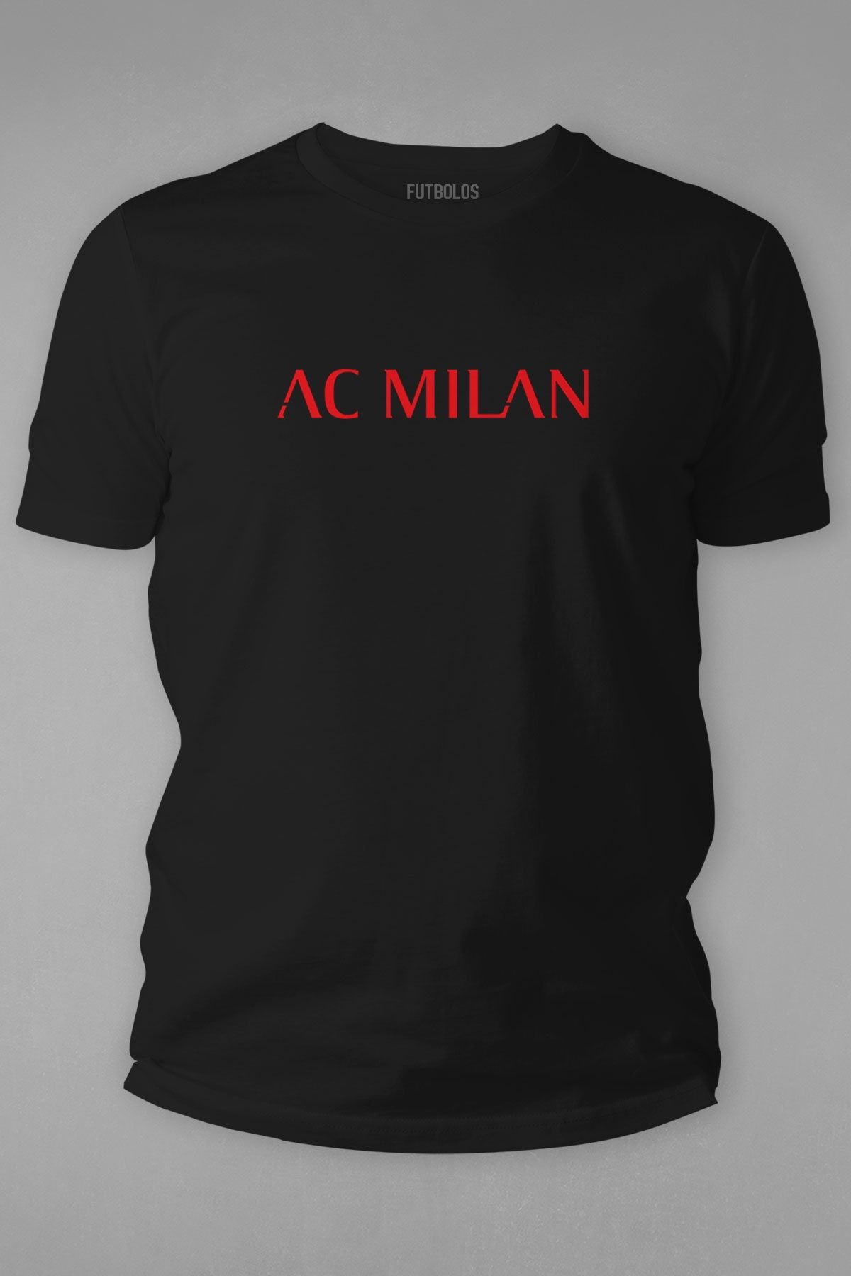 Futbolos Ac Milan Printed Crew Neck Black Men s T Shirt Trendyol