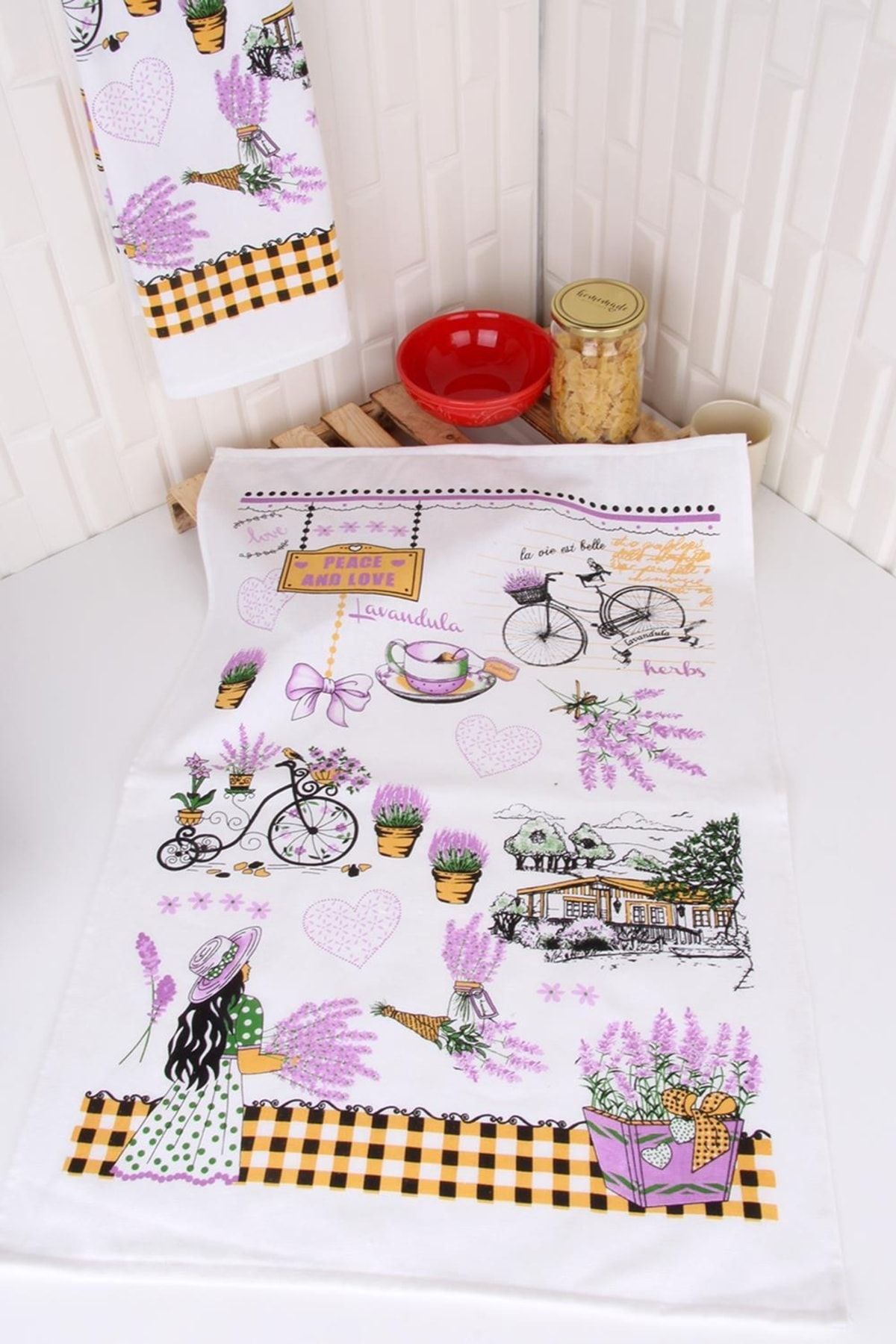 Baveno-100% Cotton 2-Piece 50x70 Printed Kitchen Drying Towel & Napkin 3