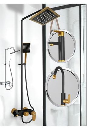 Gold Siyah Batarya Takım(banyo,lavabo,mutfak)&gold Siyah Robot Duş Seti - 204gb4 P620S869
