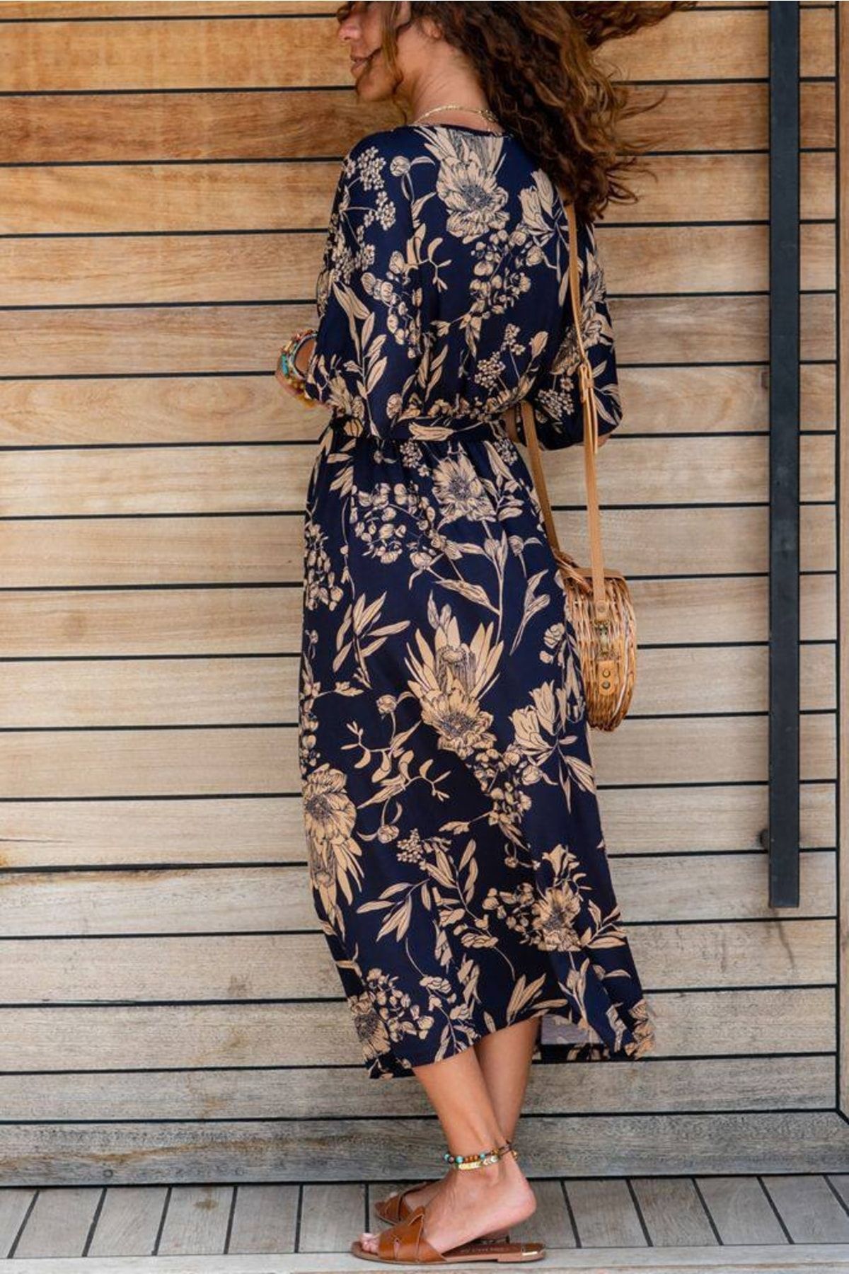Dark blue best sale floral maxi dress
