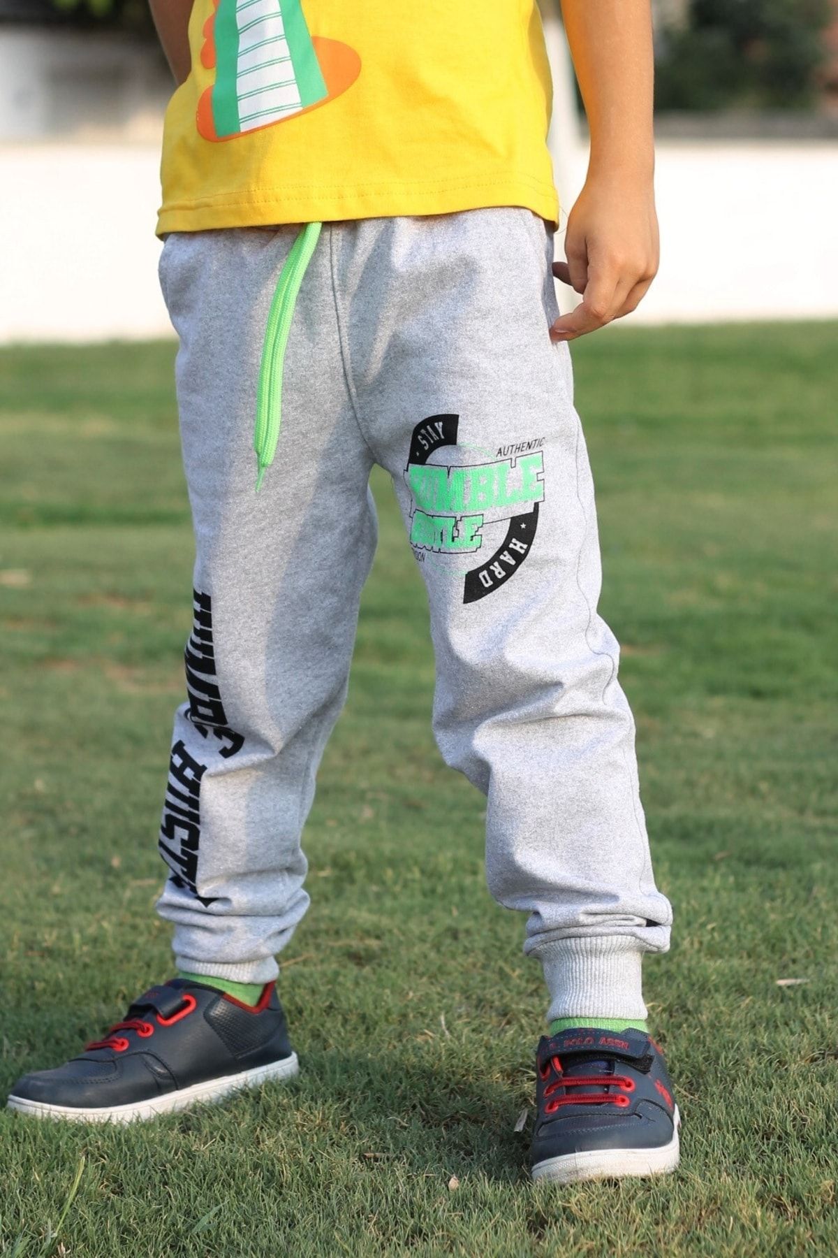 Çiko Kids Hummblle Hustle Baskı Detaylı Cepli Kordonlu Erkek Çocuk Eşofman Altı