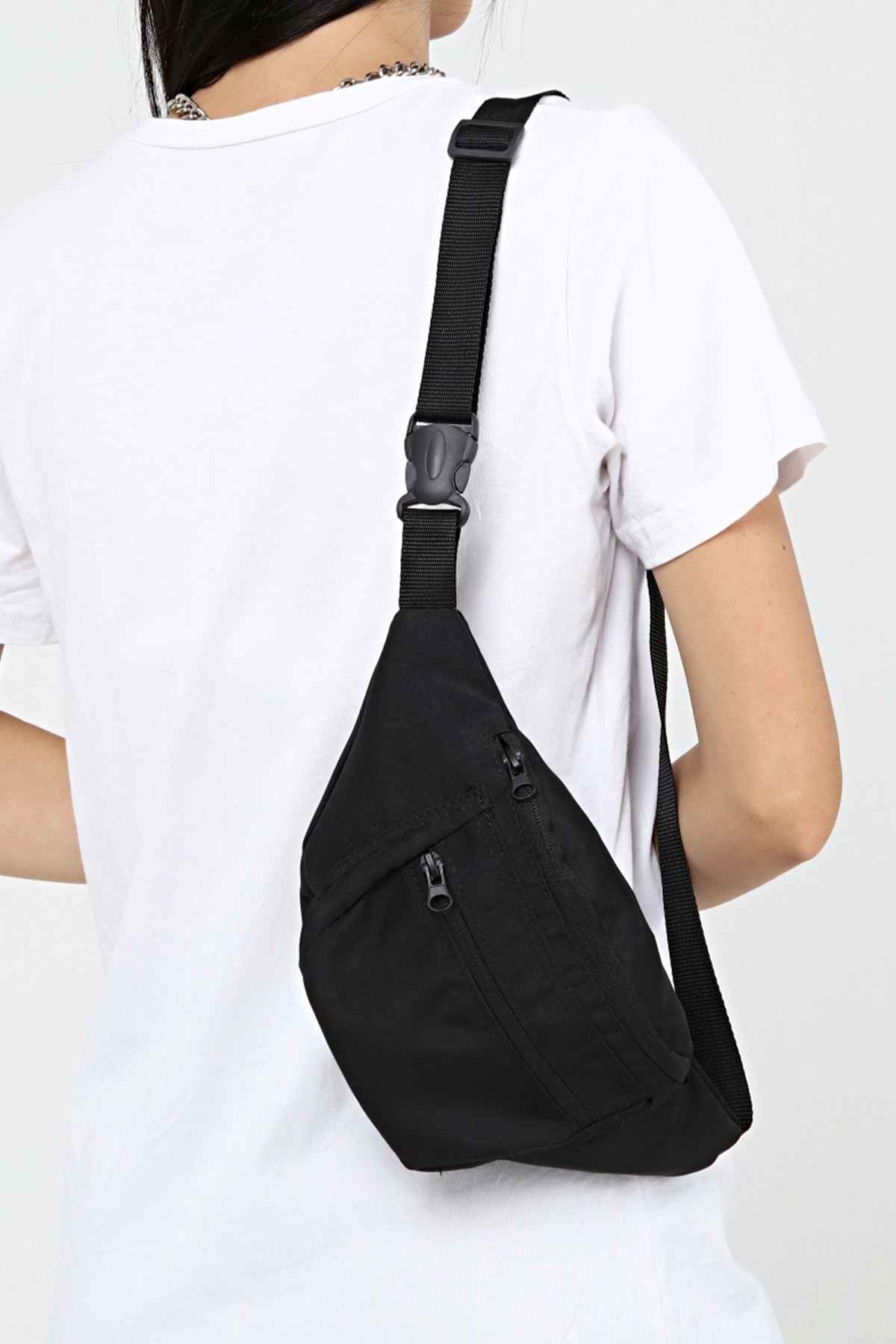 D'VERS Su Geçirmez Kumaş Özellikli Askılı Çapraz Unisex Siyah Omuz Ve Bel Çantası görsel 4