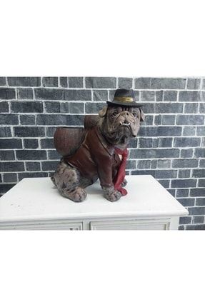 Sırtında Saksılı Bulldog Köpek Dekoratif Obje, Hediyelik Eşya, Bahçe Süsü cmttl