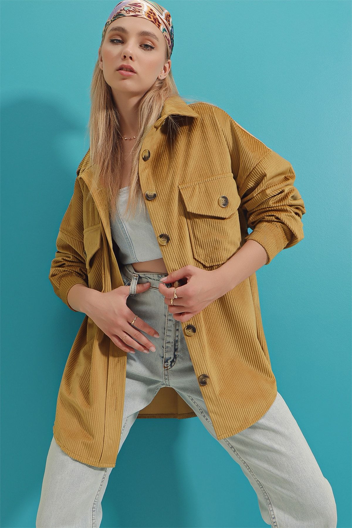 Trend Alaçatı Stili Hemd Braun Oversized