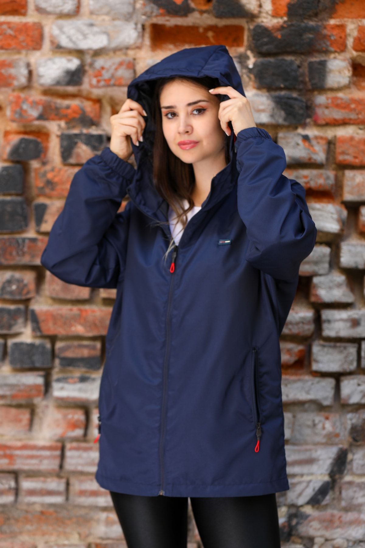 Dark blue rain on sale jacket